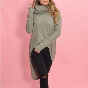 Vintage Havana Cowl Neck Hi Low Sweater